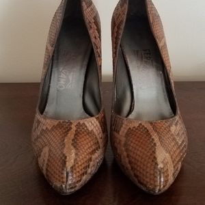 Ferragamo Python Leather Fioretta High Pump 8.5